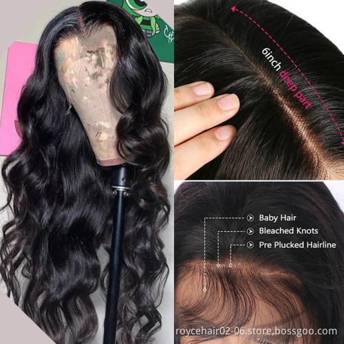 Wholesale Swiss Lace Wig 100% Brazilian Virgin Human Hair Dropship Natural Color Body Wave Transparent 13x4 Lace Front Wig